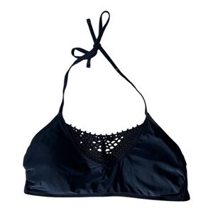 5/$25 Xhilaration Black Bikini Top with Crochet Detail- Size Large